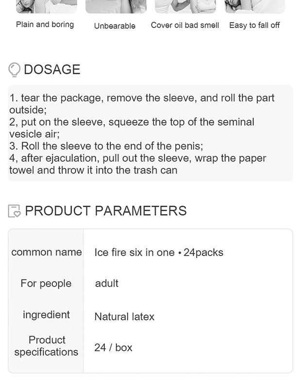 24/96PCS Ice Fire Condoms Sex Toys For Men Adult Penis Sleeve High Quality Six Kinds Condom Couple Contraception Sexy Supplies