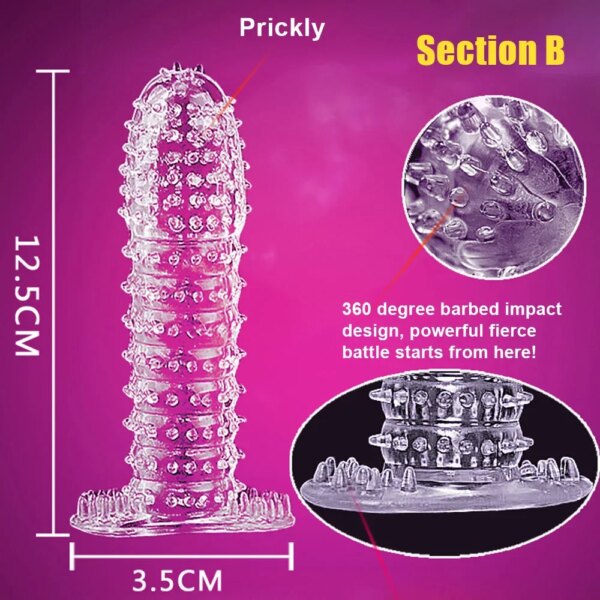 Spike Penis Sleeve Reusable Condoms Sex Toys for Men Delay Ejaculation Penis Sleeve Contraception Cock Ring Extender 남성전용기구
