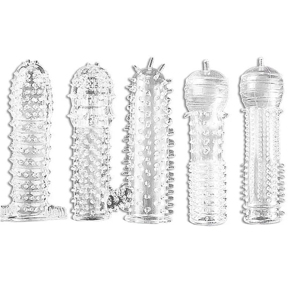 Spike Penis Sleeve Reusable Condoms Sex Toys for Men Delay Ejaculation Penis Sleeve Contraception Cock Ring Extender 남성전용기구
