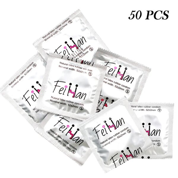 50pcs Lubricated Condoms Sexual Sex Toys Large Oil Penis Sleeves for Adult Men Ultra Thin Stimulation Condom Sex Products