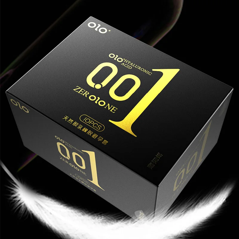 OLO ULTRA THIN CONDOM 0.01 Feeling Penis Sleeve Hyaluronic Acids Rubber latex Ejaculation Delay dotted Condoms intimate sex toy