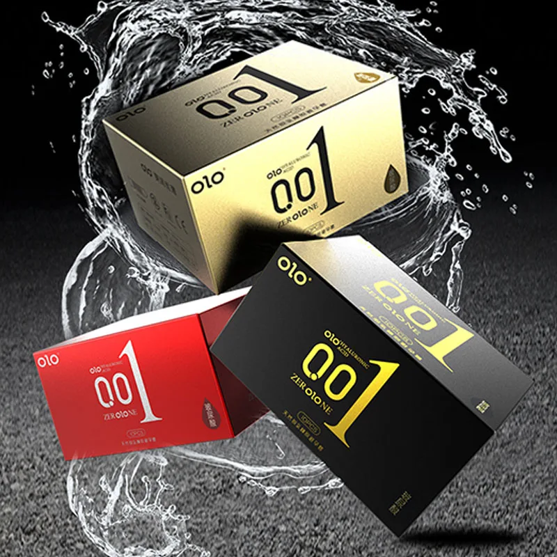 OLO ULTRA THIN CONDOM 0.01 Feeling Penis Sleeve Hyaluronic Acids Rubber latex Ejaculation Delay dotted Condoms intimate sex toy