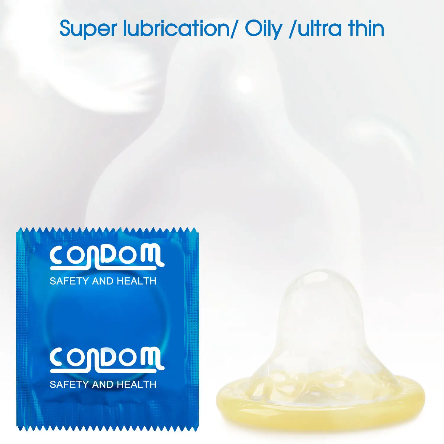 50/100pcs Ultra Thin Condom 52mm Width Hyaluronic Acid Lubrication Penis Sleeves Contraception Supplies Adults Safer Sex Toy