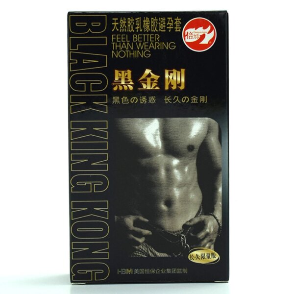 Black Condoms for Men Delay Ejaculation Latex Penis Sleeve Long Lasting Vaginal Condoms Adults Sexulaes Toys Safer Contraception
