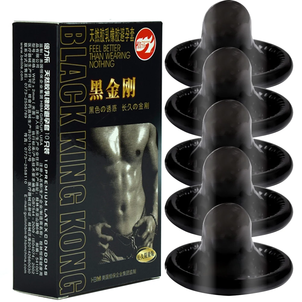 Black Condoms for Men Delay Ejaculation Latex Penis Sleeve Long Lasting Vaginal Condoms Adults Sexulaes Toys Safer Contraception