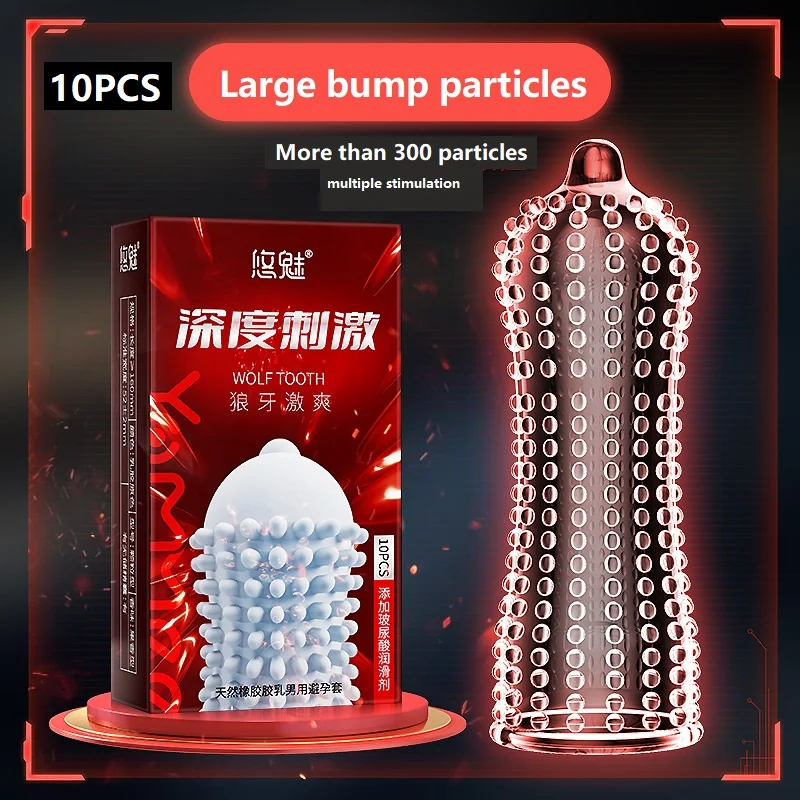 10PCS 3D Large Particles Condoms for Men Penis Sleeves Granular Stimulation Women G Spot Sex Toy Safe Contracepation Sex Product