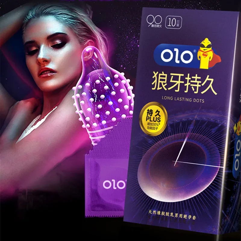 10PCS Super Lasting Condoms for Men Delay Ejaculation Penis Sleeve Dotted Glans Condom Extend Time Erotic Product Adult Sex Toys
