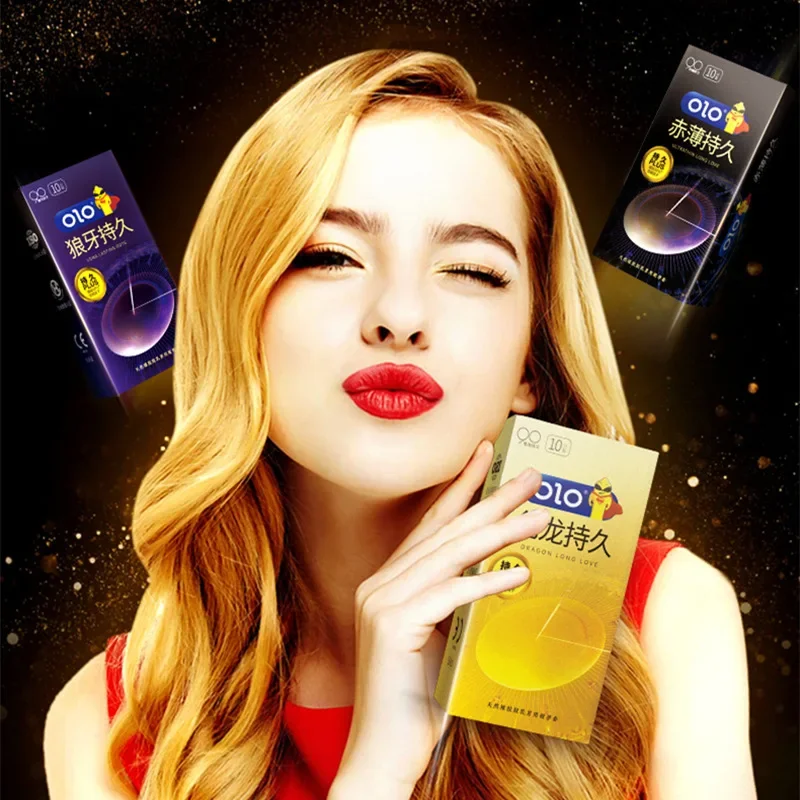 10PCS Super Lasting Condoms for Men Delay Ejaculation Penis Sleeve Dotted Glans Condom Extend Time Erotic Product Adult Sex Toys