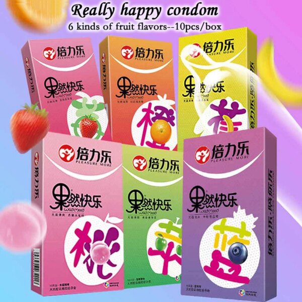 Fruit Flavor Condoms Extra Lubricated Contracepation Ultrathin Invisible Cock Penis Sleeve Sex Goods for Men 18+ Sex Life