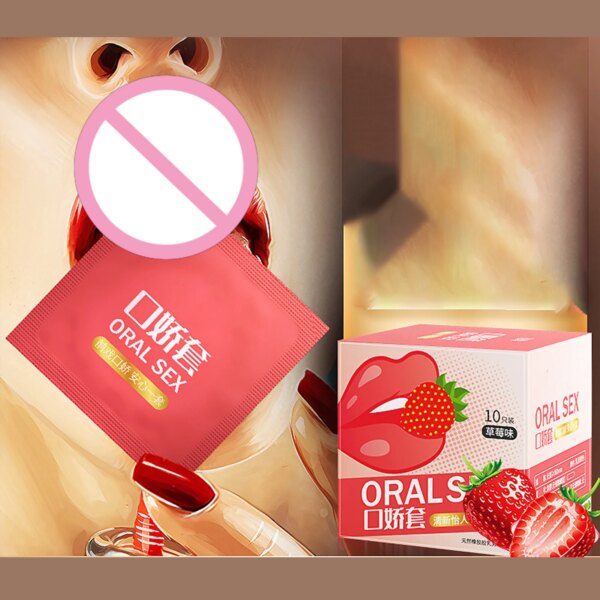 Oral Sex Condoms 10pcs Sex Toys Strawberry Flavor Passionate Contraception Sex Accessories for Men Orgasm Sex Life Sexshop 18+