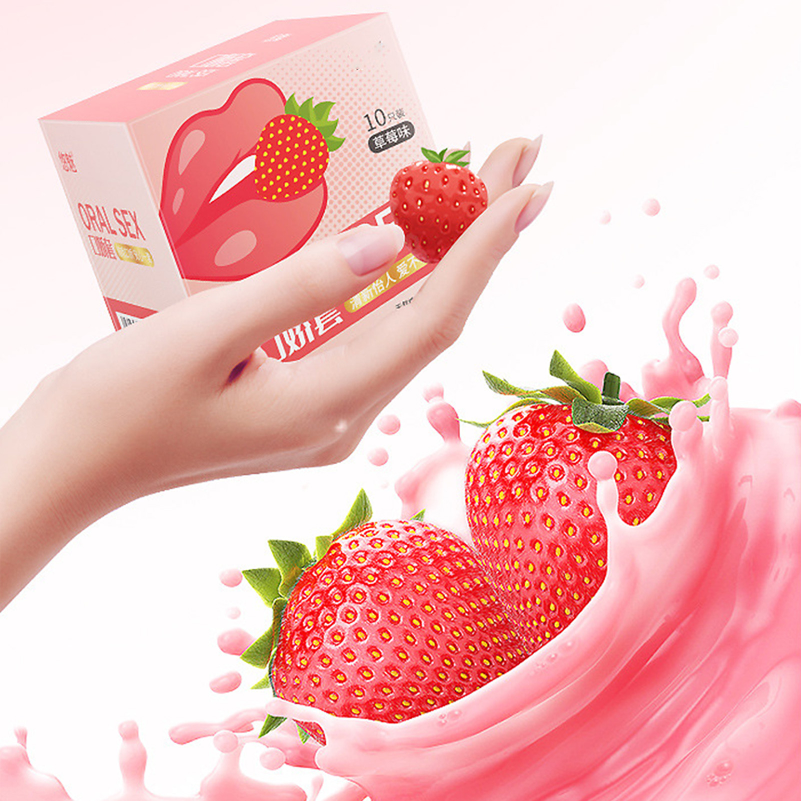Oral Sex Condoms 10pcs Sex Toys Strawberry Flavor Passionate Contraception Sex Accessories for Men Orgasm Sex Life Sexshop 18+