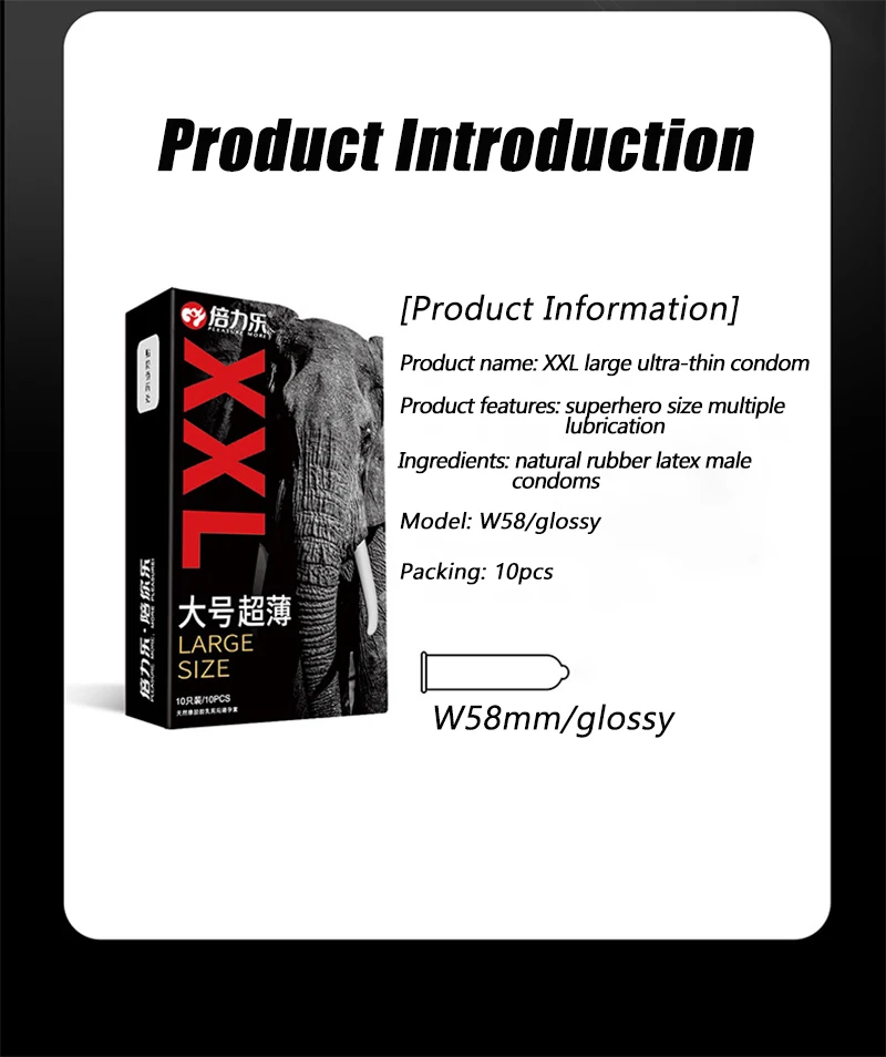 55/56/58/60mm Large Size Condom Natural Latex 50pcs Intimate Penis Sleeves Long Lasting for Men Adult Product Couple Sex Toys