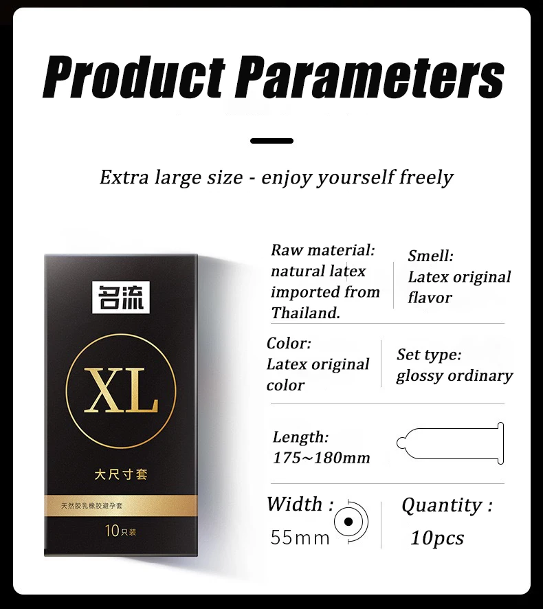 55/56/58/60mm Large Size Condom Natural Latex 50pcs Intimate Penis Sleeves Long Lasting for Men Adult Product Couple Sex Toys