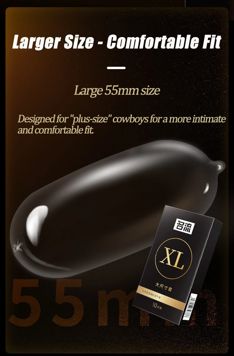 55/56/58/60mm Large Size Condom Natural Latex 50pcs Intimate Penis Sleeves Long Lasting for Men Adult Product Couple Sex Toys