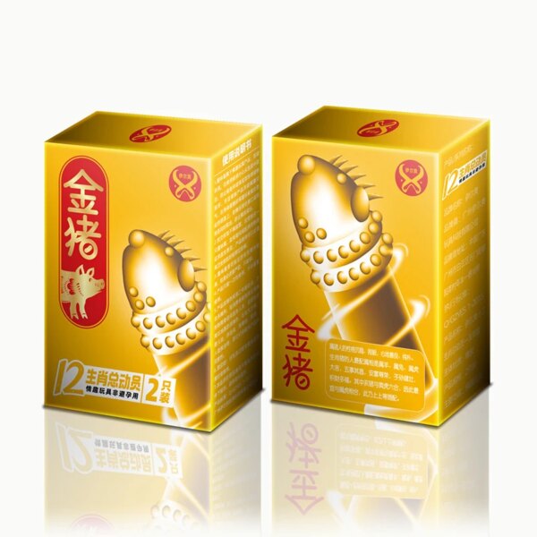 2PCS Natural Latex Condoms For Men Delay Sex 3D Large Particles Penis Sleeve Contraception Supplies Adults Sex Toys