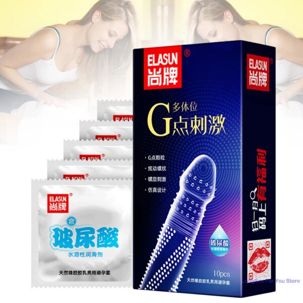 10PCS Nature Latex Condom Super Lubrication Large Particles G-spot Sex Delay Condom Sensitive Condoms for Men Adults Sex Toy