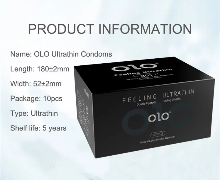 OLO Ultra Thin Condom 0.01 Feeling Penis Sleeve Hyaluronic Acids Rubber Latex Ejaculation Delay Condoms Intimate Sex Toy Product