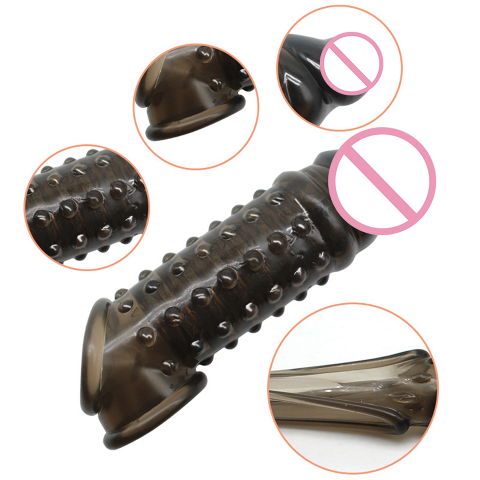 Reusable Penis Condoms Extender Cock Rings Delay Ejaculation Dick Cock Sleeves Silicone Glans Cover Enlargement Sex Toys For Men