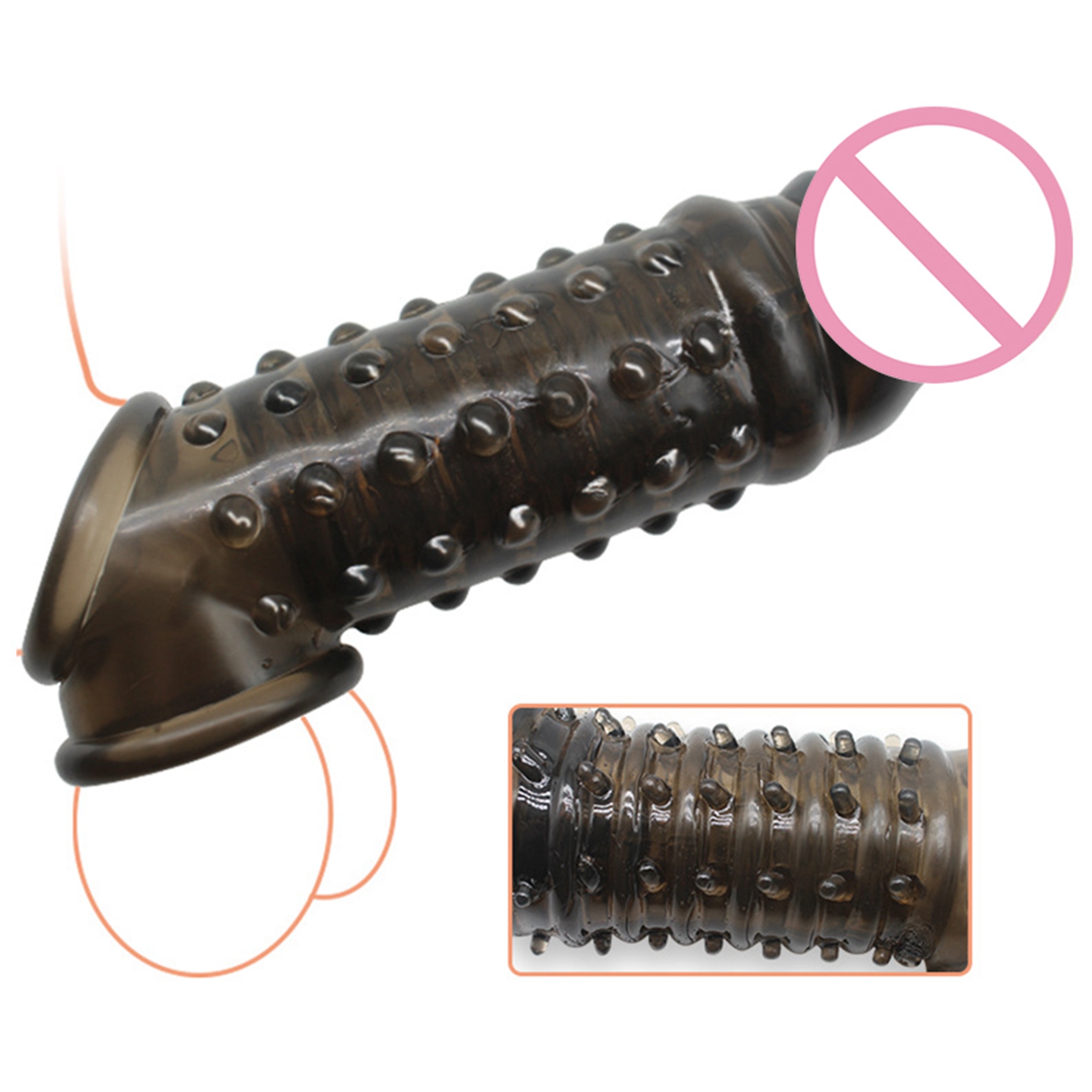 Reusable Penis Condoms Extender Cock Rings Delay Ejaculation Dick Cock Sleeves Silicone Glans Cover Enlargement Sex Toys For Men