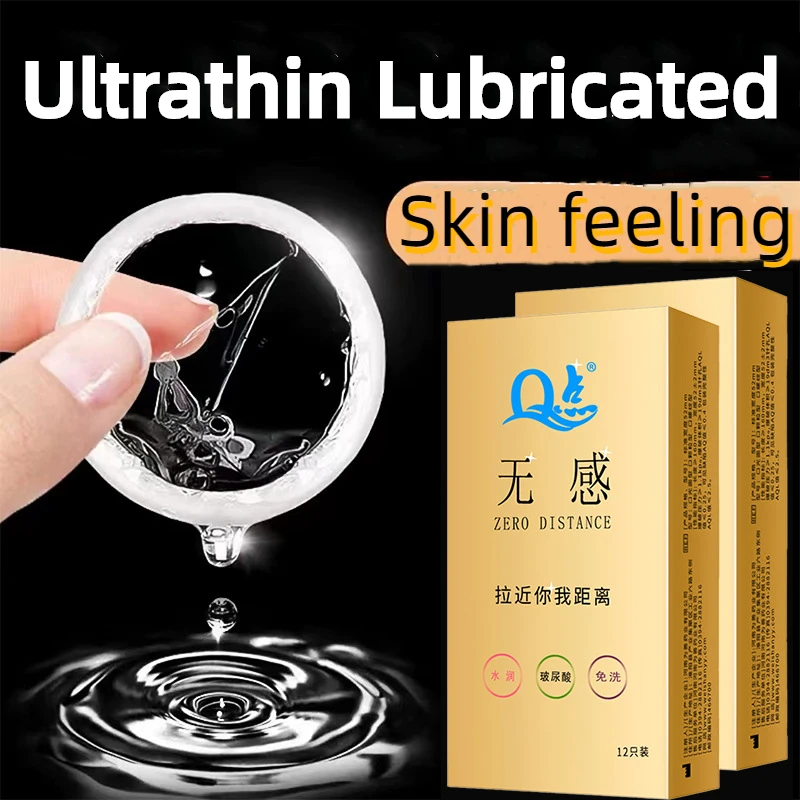 12pcs Super Thin Condoms Large Lubricated Sex Toys Ultrathin Skin Feeling Sex Accessories Zero Distance Penis Sleeves Cock Cover