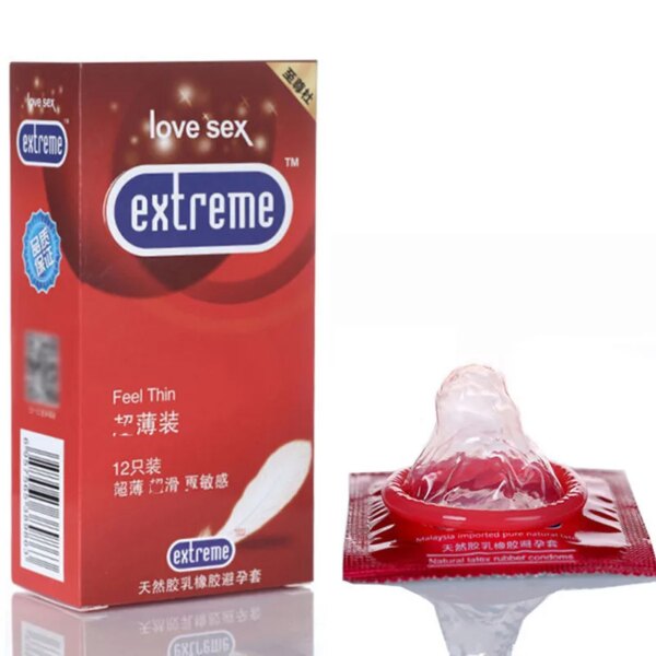 Men Condoms Natural Latex Penis Sleeve Sex Products Vaginal Stimulation Ultra Thin Condoms Safer Contraception