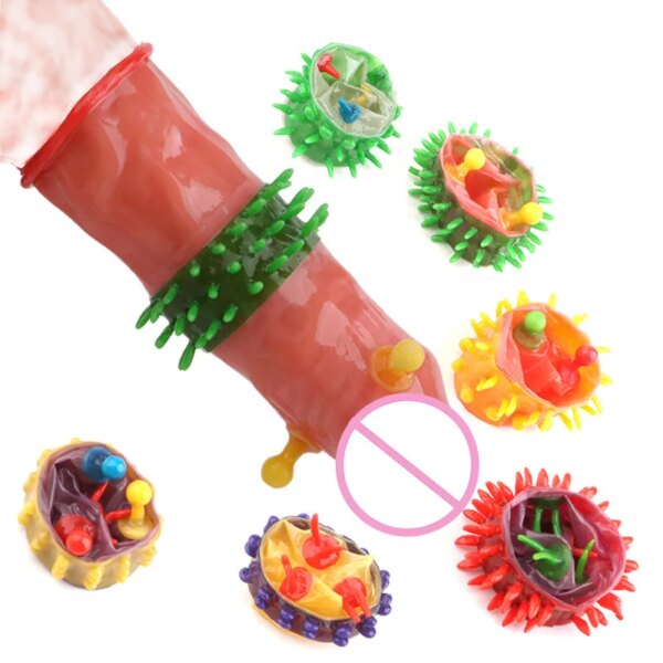 6PCS/Box Female G-spot Vaginal Stimulation Condoms Adult Sex Products Extra Sensitive Penis Sleeve Ribbed Dotted Spike Condom