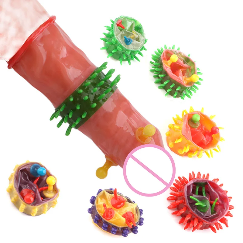 6PCS/Box Female G-spot Vaginal Stimulation Condoms Adult Sex Products Extra Sensitive Penis Sleeve Ribbed Dotted Spike Condom