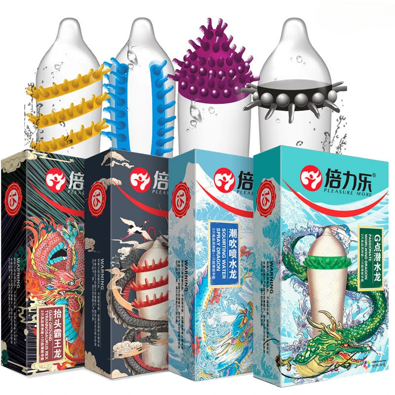 3Pcs Ribbed Condoms for Men Dotted Spike G-spot Vaginal Stimulation Cock Delay Penis Sleeve Adult Sex Toys Couple Sex Tools 18+