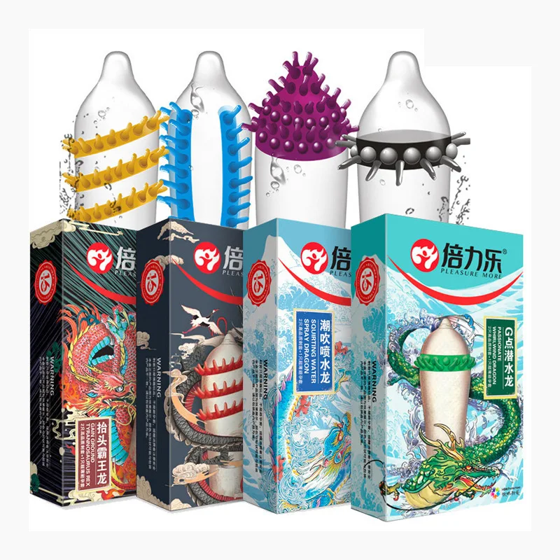 3Pcs Ribbed Condoms for Men Dotted Spike G-spot Vaginal Stimulation Cock Delay Penis Sleeve Adult Sex Toys Couple Sex Tools 18+