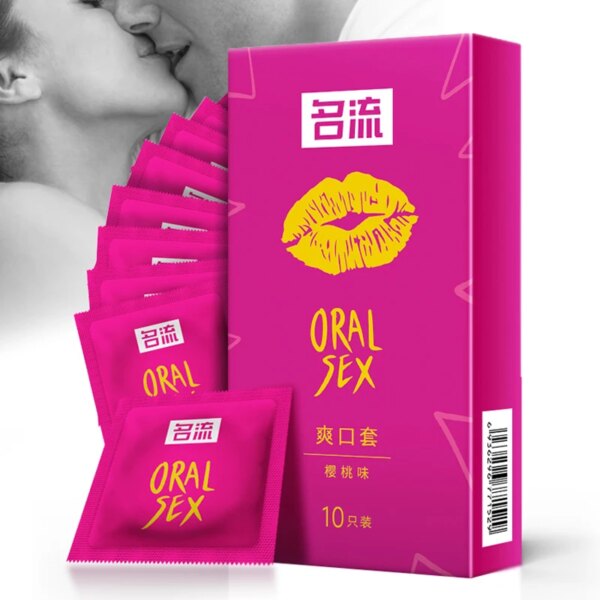Cherry Flavor Oral Condom Sex Toys For Female 10 PCS Natural Latex Ultra Thin Smooth Condom Contraception Penis Sleeve Sex Shop