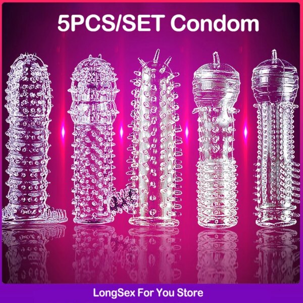 Super Dotted Thailand Natural Spike Condoms Sex Toys For Men Delay Ejaculation Reusable Condom Enlargement Sperm Lock Cock Ring