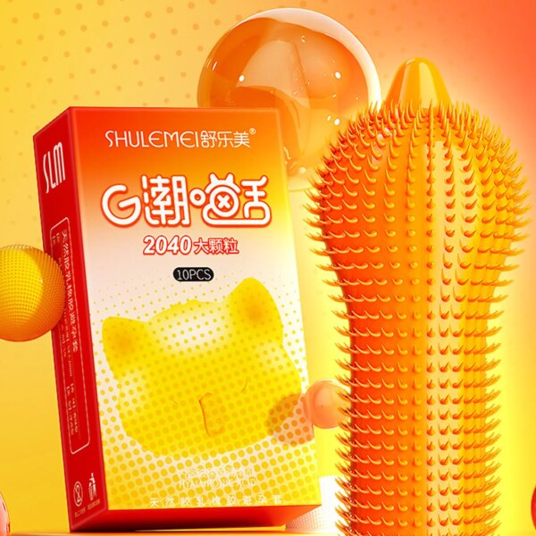 Large Spikes Condoms 2040 Granules like Cats Tongue High Stimulation Sex Toys Women G-dot Spot Tendrils Adult Orgasm Sexshop 18+