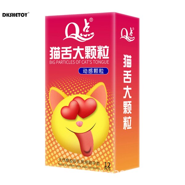 Big dots Condoms for men delay ejaculation Long Lasting Sensitivity spike Condom Cat tongue dense dotted penis sleeve for adults