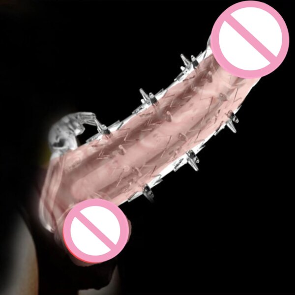 Reusable 3D Condoms Dick Extender Penis Enlarger Cock Sleeves with Dotted Ribbed Foreskin Ring Glans Sex Shop for Men Sex Toys