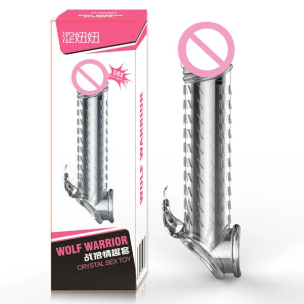 Reusable 3D Condoms Dick Extender Penis Enlarger Cock Sleeves with Dotted Ribbed Foreskin Ring Glans Sex Shop for Men Sex Toys
