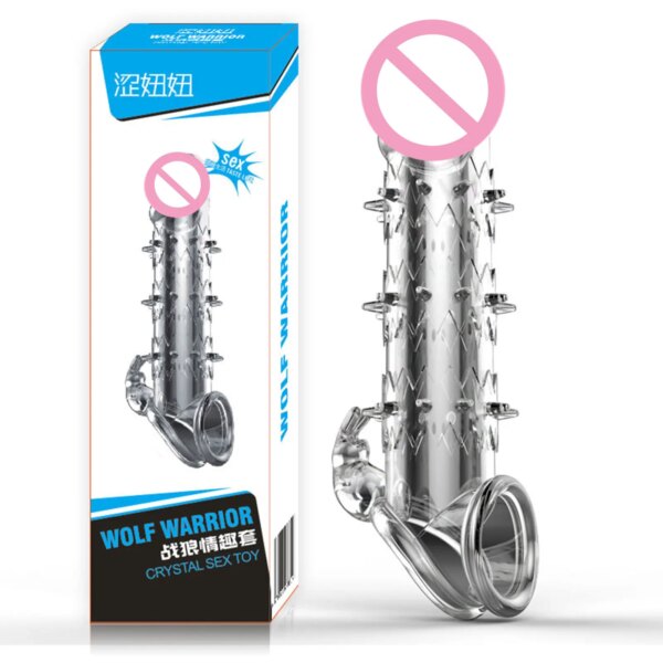 Reusable 3D Condoms Dick Extender Penis Enlarger Cock Sleeves with Dotted Ribbed Foreskin Ring Glans Sex Shop for Men Sex Toys