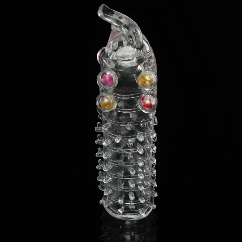 3D Large Particles Crystal Mace Penis Condoms with Spines Thick Penis Enlarger Delay Ejaculation Cock Ring for Sex Life Couples