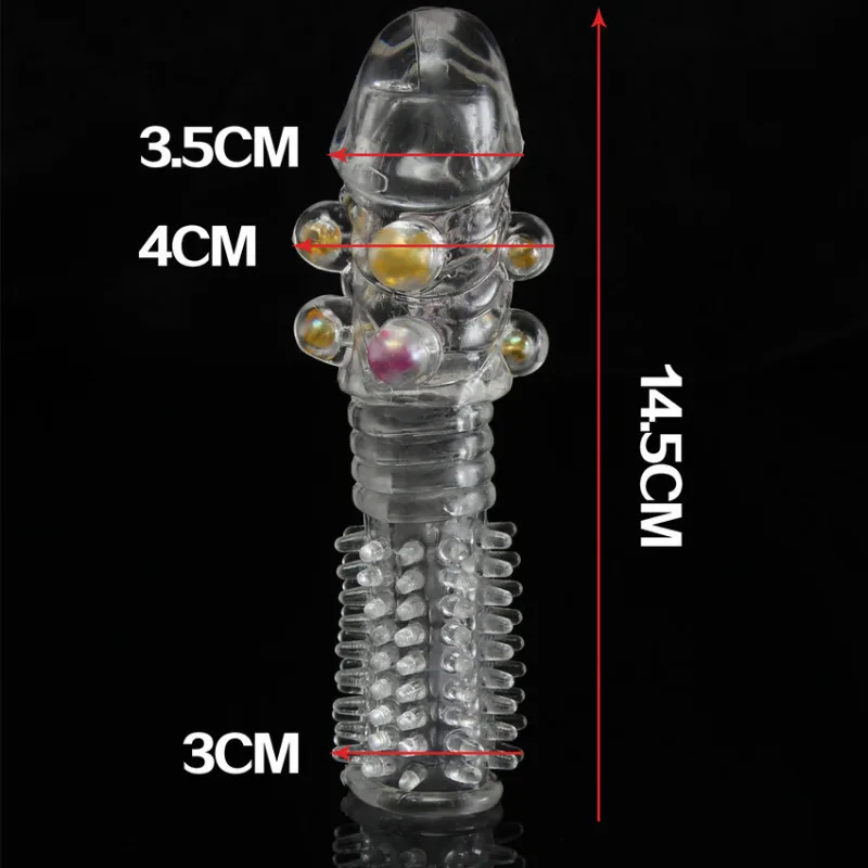 3D Large Particles Crystal Mace Penis Condoms with Spines Thick Penis Enlarger Delay Ejaculation Cock Ring for Sex Life Couples