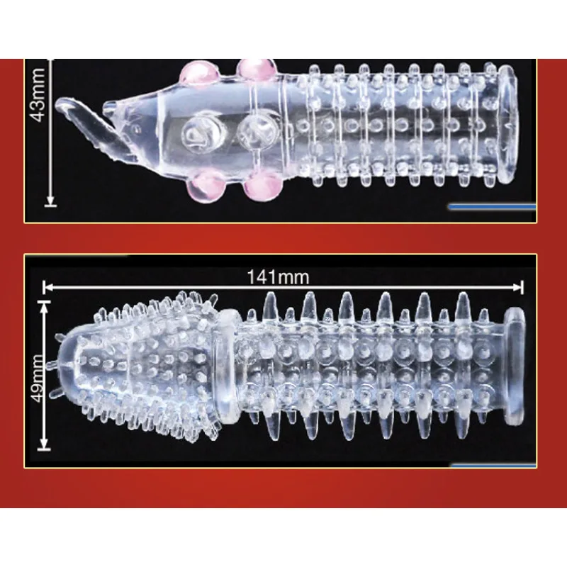 3D Large Particles Crystal Mace Penis Condoms with Spines Thick Penis Enlarger Delay Ejaculation Cock Ring for Sex Life Couples