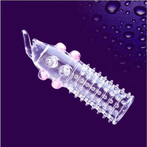 3D Large Particles Crystal Mace Penis Condoms with Spines Thick Penis Enlarger Delay Ejaculation Cock Ring for Sex Life Couples