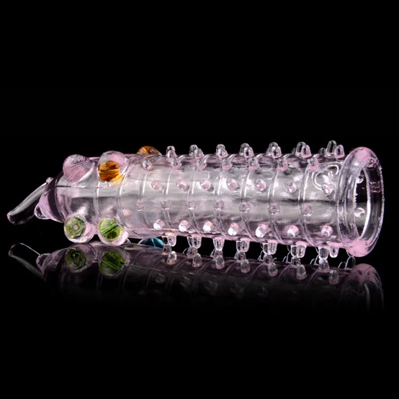 3D Large Particles Crystal Mace Penis Condoms with Spines Thick Penis Enlarger Delay Ejaculation Cock Ring for Sex Life Couples