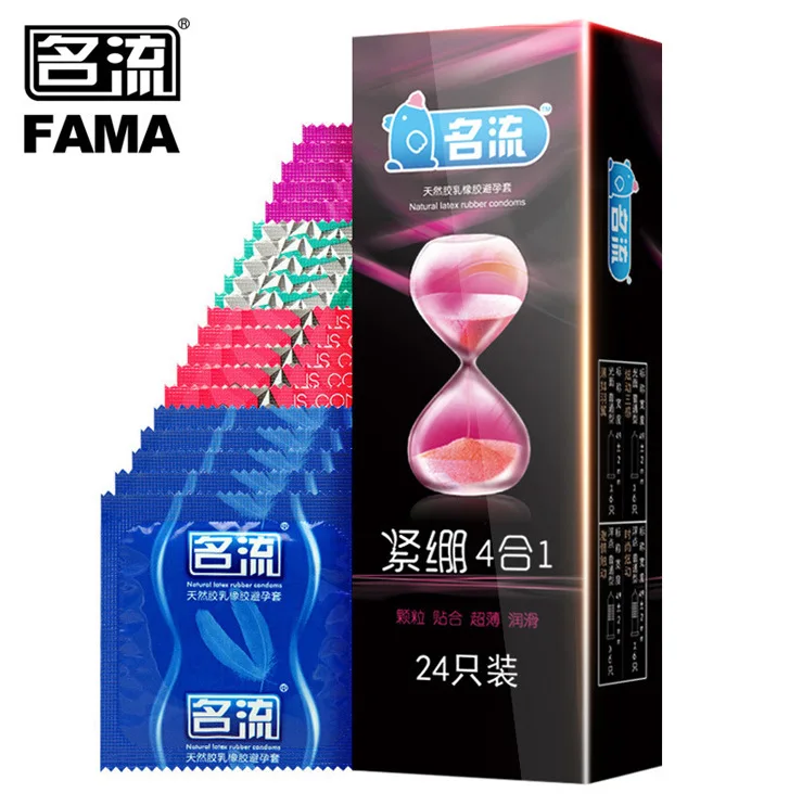 24pcs Multipack Condoms for Men Delay Ejaculation Ultra Thin Sensitive Dotted Ribbed Condom Mutual Climax Sexy Toys for Couples