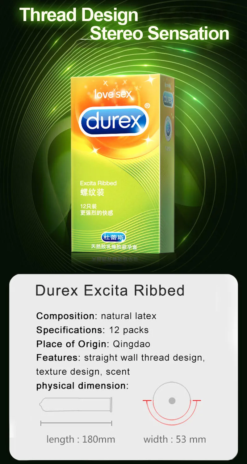 Durex 12 Pcs 4 Types Sensation Condoms High Quality Condoms for Men Latex Intimate Goods for Sex Contraception Penis Sleeve