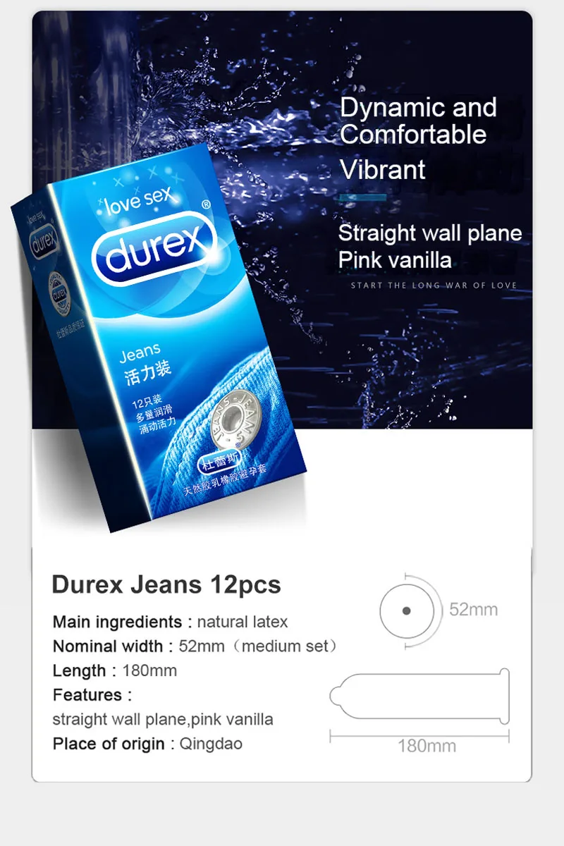 Durex 12 Pcs 4 Types Sensation Condoms High Quality Condoms for Men Latex Intimate Goods for Sex Contraception Penis Sleeve