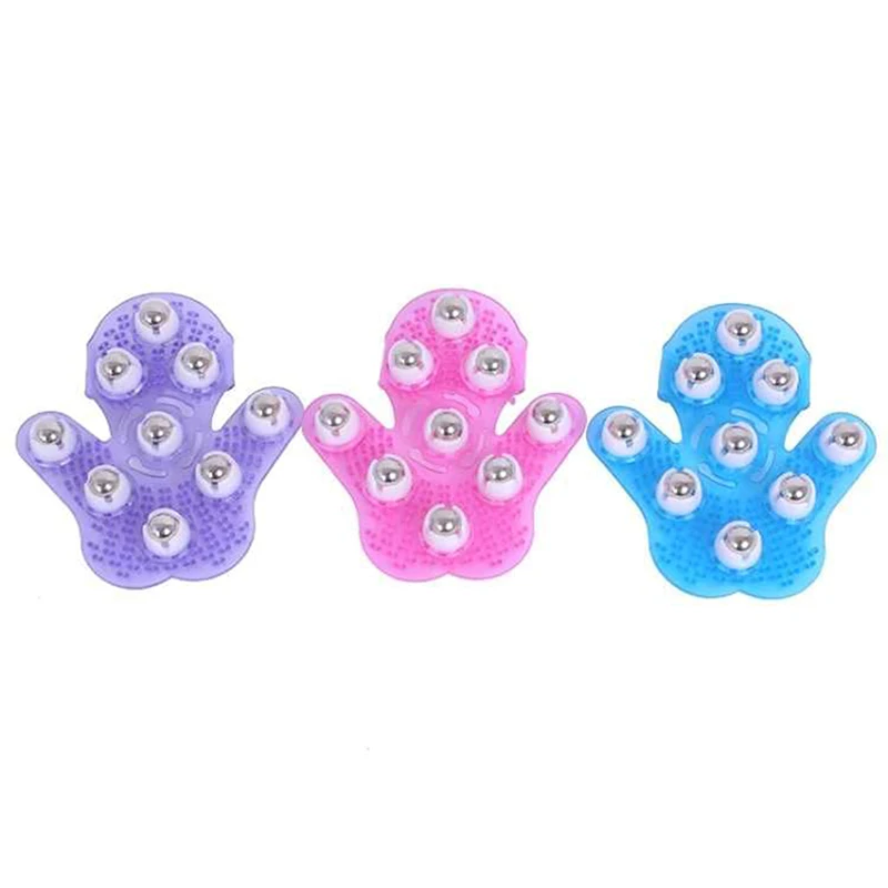 1PC Palm Shaped Massage Glove Body Massager With 9 360 Degree Roller Metal Roller