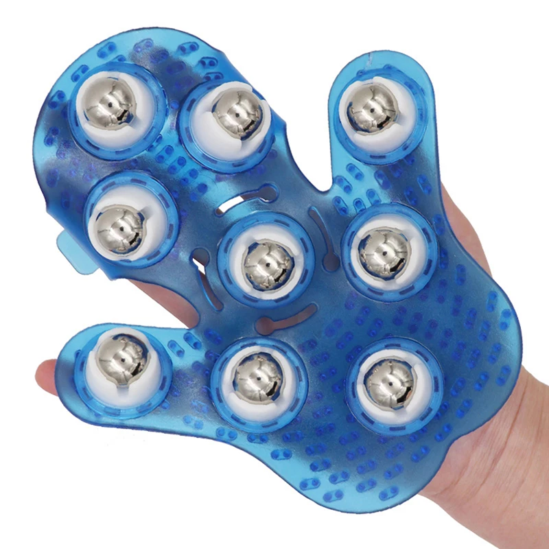 1PC Palm Shaped Massage Glove Body Massager With 9 360 Degree Roller Metal Roller