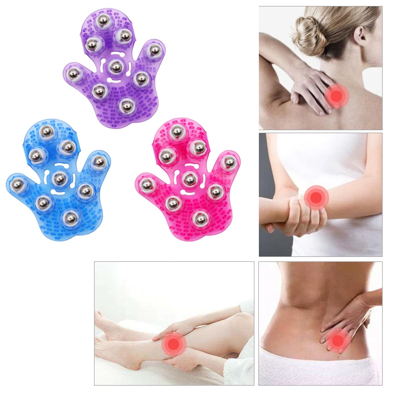Roller Ball Body Massage Glove Anti-Cellulite Muscle Pain Relief Relax Massager For Neck Back Shoulder Buttocks Face Lift Tools
