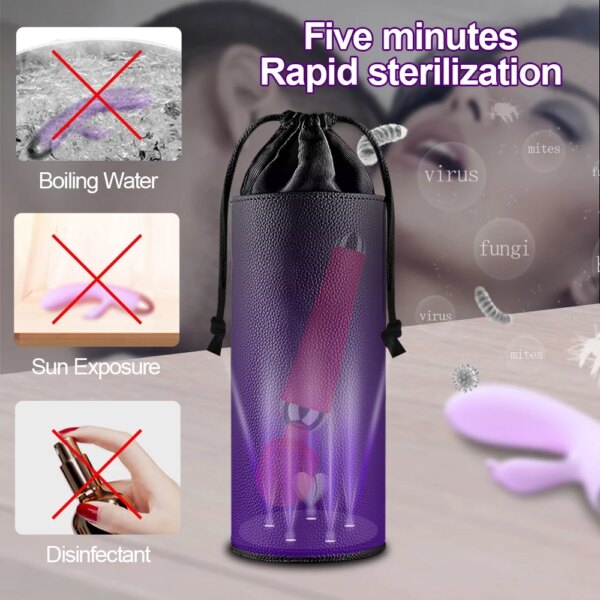 Portable 99% UV Sterilizing Storage Bag for Vibrator Dildo Masturbator Cup Adult Sex Toys Soft Sealable PU Big Space Box