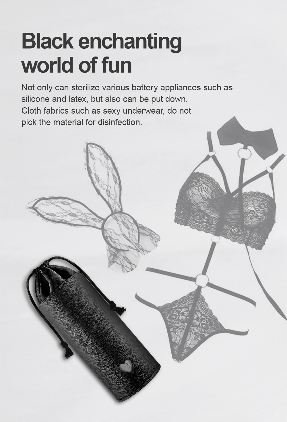 Portable 99% UV Sterilizing Storage Bag for Vibrator Dildo Masturbator Cup Adult Sex Toys Soft Sealable PU Big Space Box