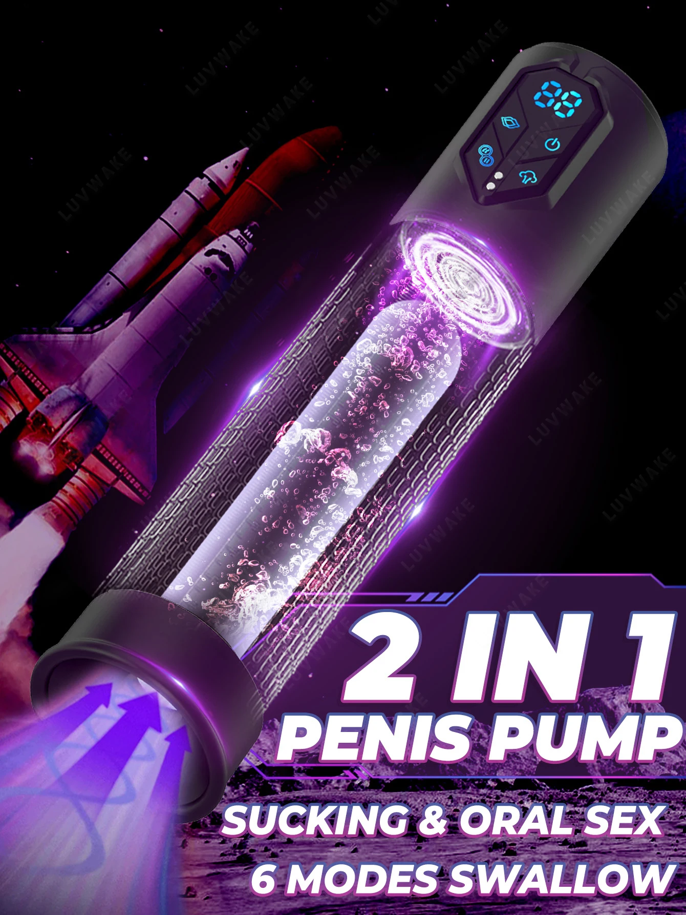 IPX7 Waterproof Electric Pump Penis Erection Enlargement Automatic Vacuum Pump for Men 4 Suction Masturbating Sex Toy for Men
